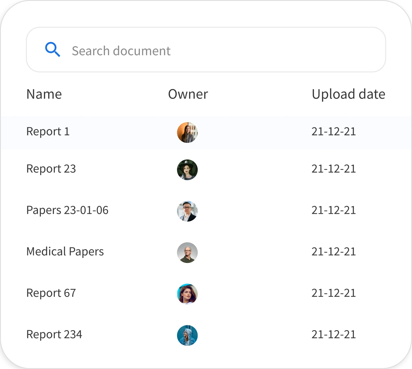 Deep search interface showing matching documents and tag-level highlights for the keyword 'report' across multiple file formats.