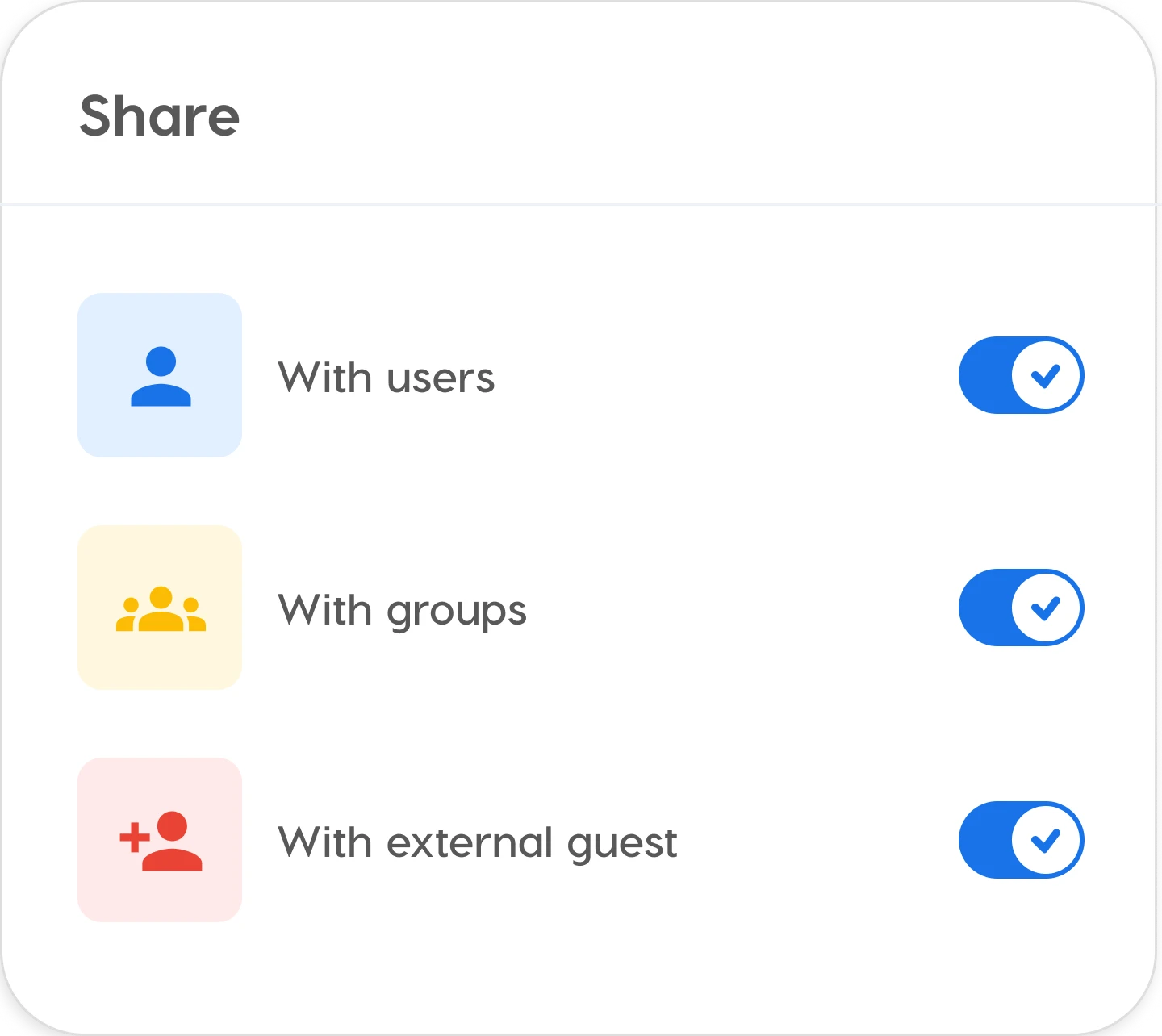 Secure guest sharing interface showing document access permissions and expiry date, with visual user badges for shared recipients.